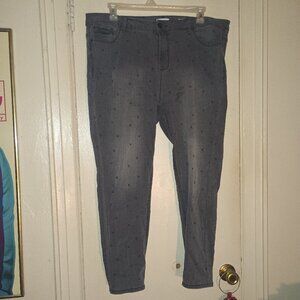 Kensie Jeans Effortless Ankle Mid Rise Black With Black Stars Size 20W